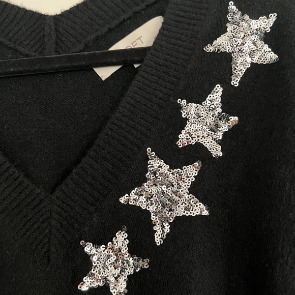 Loft Shimmer Star V-Neck Sweater - Picture 3 of 5